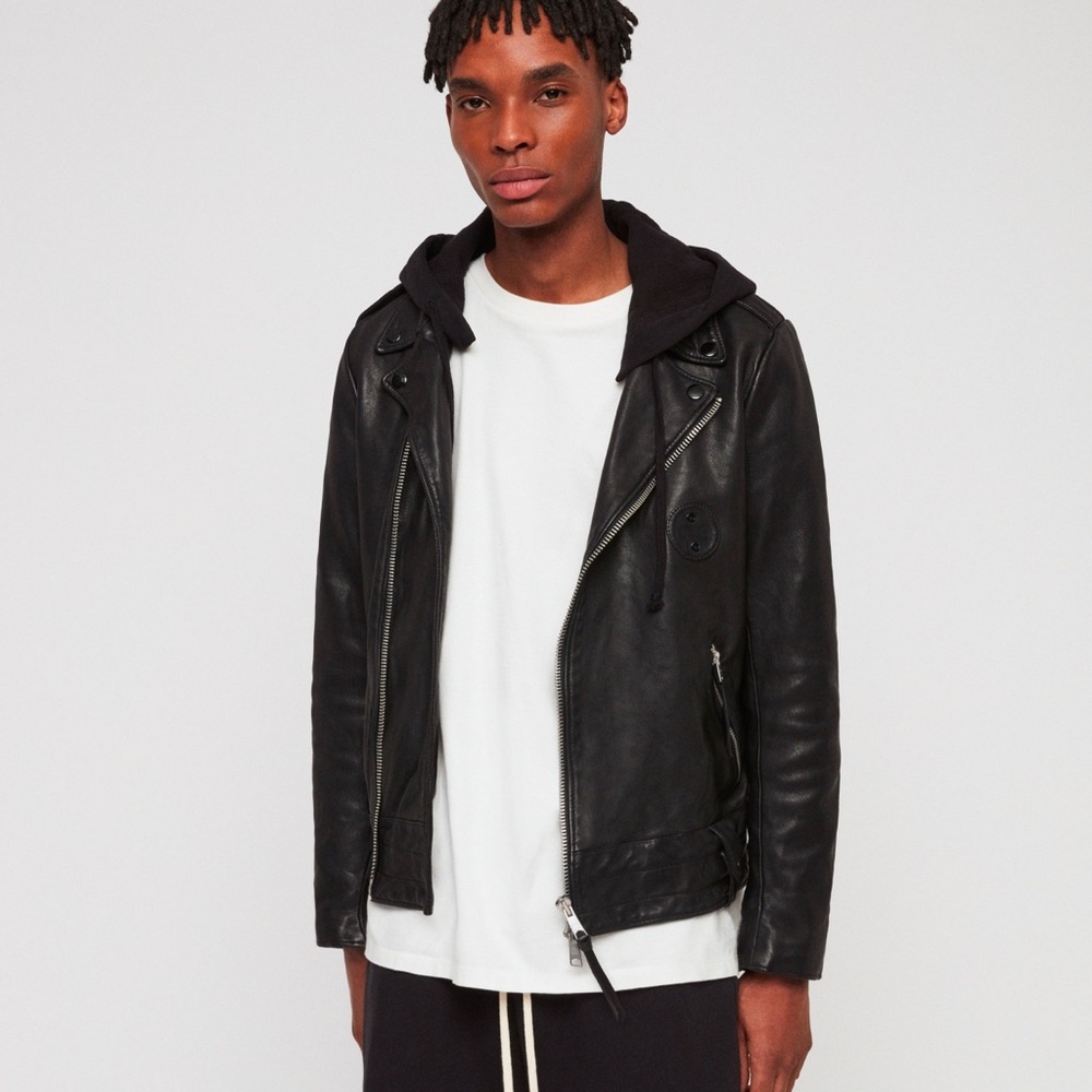 Allsaints Woodley Leather Biker Jacket LIKE NEW